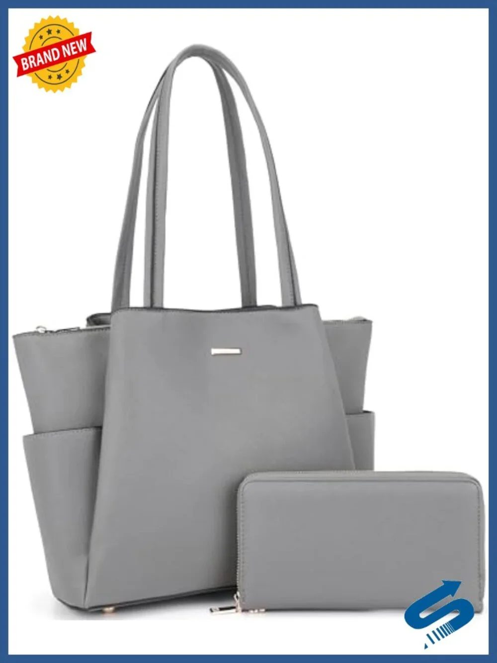 Large Tote Handbag Set with Wallet Faux Leather Satchel Shoulder Bag